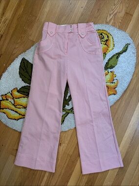 Vintage 1960s High-Waist Orange and White Striped Women’s Slacks